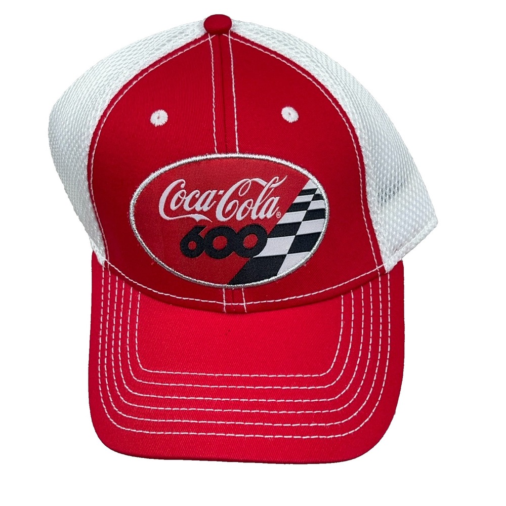 Coca Cola 600 Hat Cap Strap Back Red White Nascar Racing Mesh Adjustable
